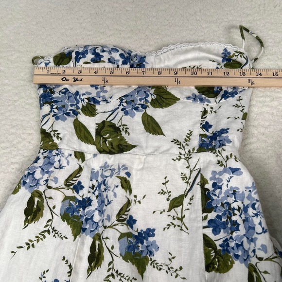 Reformation Kieryn Linen A Line Dress Sz 2 Sleeveless Floral Boho Blue White - Picture 8 of 14